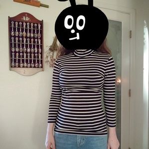 H&M Striped Mock Neck Top